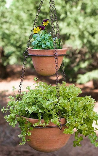 terracotta hanging planter Two Tier Hanging Terra Cotta Planter